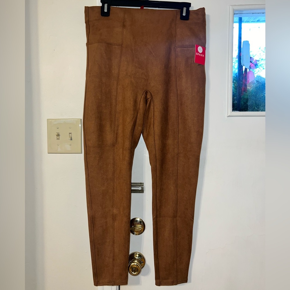 Spanx Faux Suede Leggings. Petite size XL. In color rich caramel. New with tags.